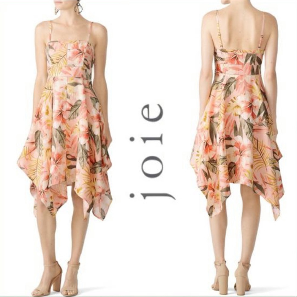Joie Phara Tropical Linen Dress Asymmetrical Fairy Sz 8